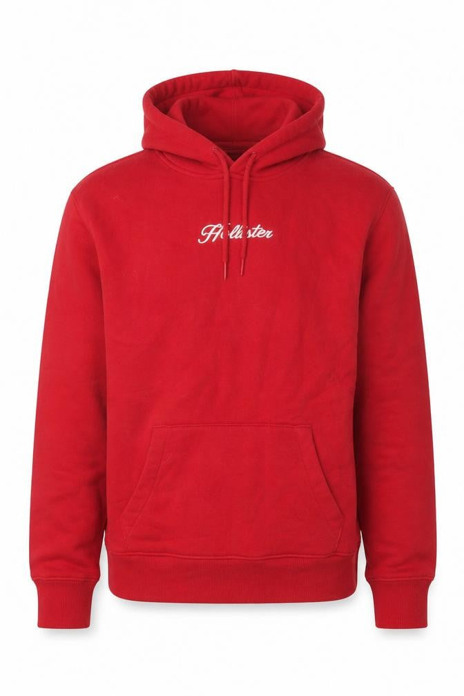 Hollister Men’s Red Pullover Hoodie Small Fleece Logo Sweatshirt