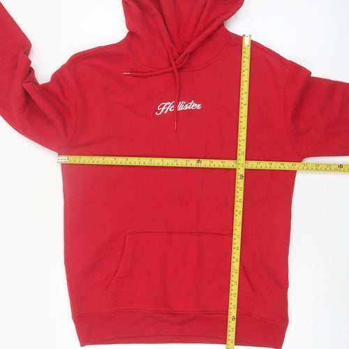 Hollister Men’s Red Pullover Hoodie Small Fleece Logo Sweatshirt