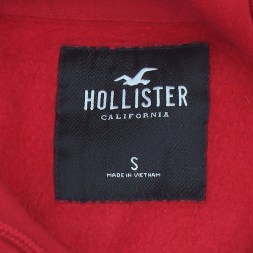 Hollister Men’s Red Pullover Hoodie Small Fleece Logo Sweatshirt