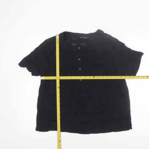 Marks and Spencer Womens Black Cotton Short Sleeve Blouse Size 10