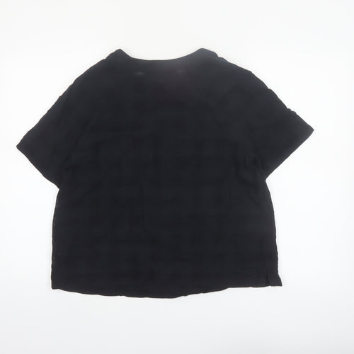 Marks and Spencer Womens Black Cotton Short Sleeve Blouse Size 10