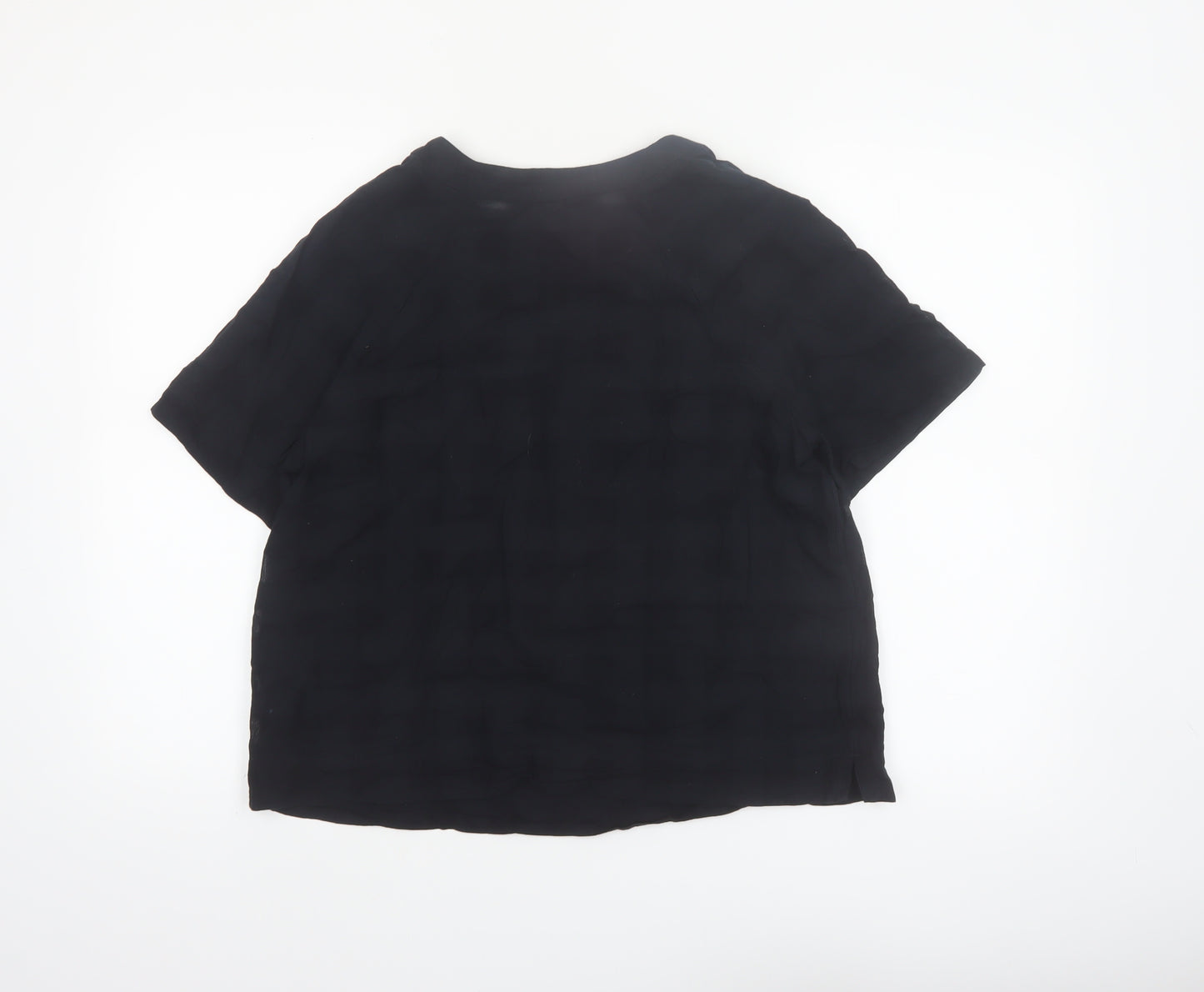 Marks and Spencer Womens Black Cotton Short Sleeve Blouse Size 10