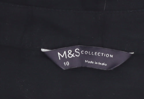 Marks and Spencer Womens Black Cotton Short Sleeve Blouse Size 10