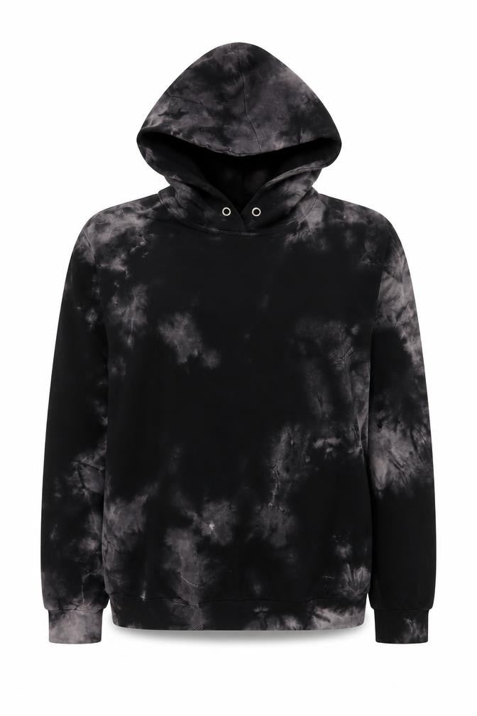 Boohoo Womens Black Tie-Dye Pullover Hoodie UK 6 Cotton Blend