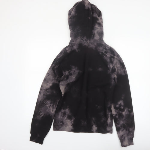 Boohoo Womens Black Tie-Dye Pullover Hoodie UK 6 Cotton Blend