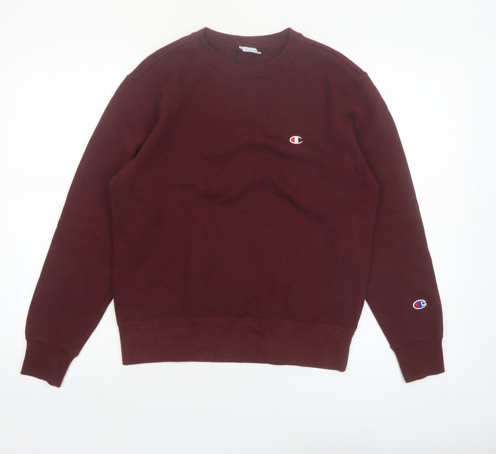 Champion Womens Burgundy Crew Neck Sweatshirt Medium Cotton Blend