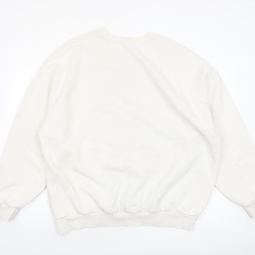 Bershka Men's White Boston 1982 Graphic Sweatshirt Size M