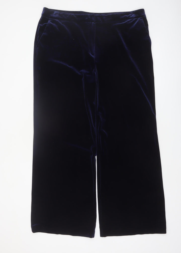 Tu Women’s Blue Velvet Wide-Leg Trousers Size 18 Regular