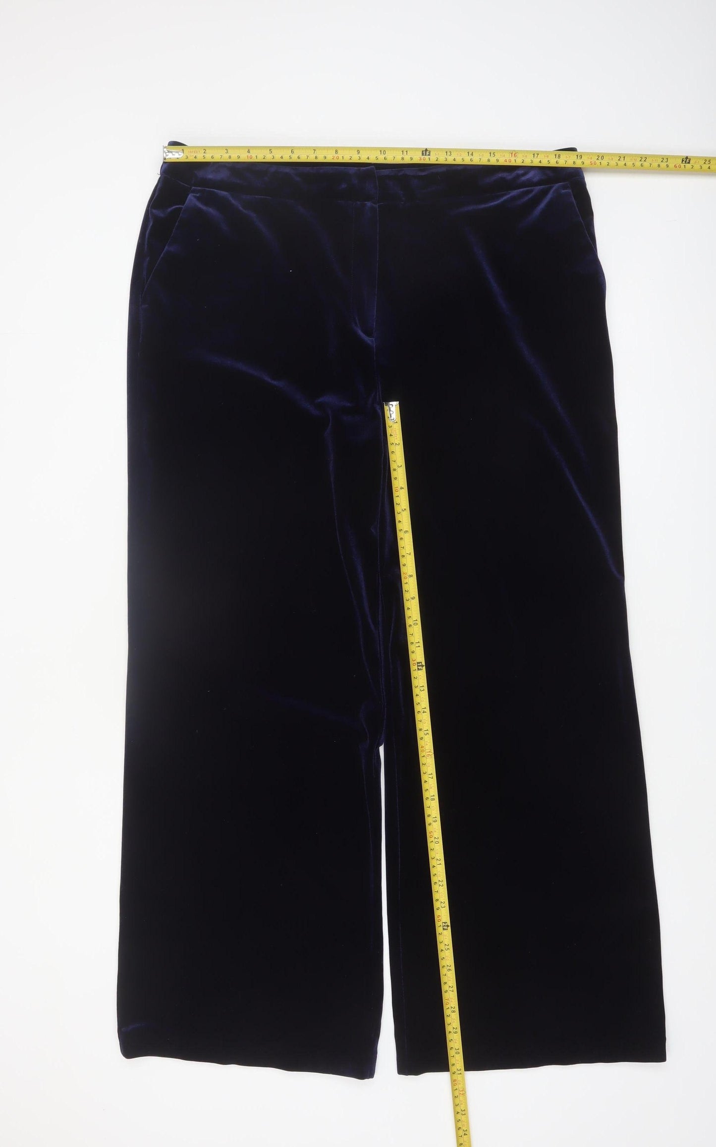 Tu Women’s Blue Velvet Wide-Leg Trousers Size 18 Regular