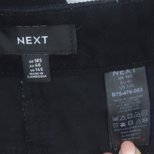 Next Women’s Black Corduroy Straight Leg Trousers Size 18 Slim