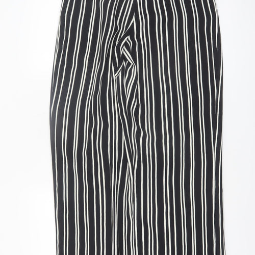 H&M Women’s Black Striped Cropped Wide-Leg Trousers Size 10