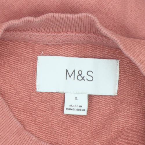 Marks and Spencer Womens Pink Cotton Pullover Sweatshirt Size S