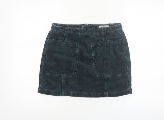 Marks and Spencer Women Blue Corduroy A-Line Short Skirt Size 10