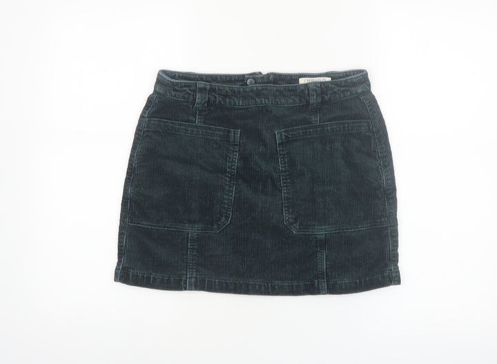 Marks and Spencer Women Blue Corduroy A-Line Short Skirt Size 10