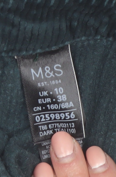 Marks and Spencer Women Blue Corduroy A-Line Short Skirt Size 10