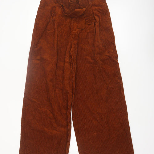 Denim Co. Women's Brown Corduroy Paperbag Wide-Leg Trousers Size 8