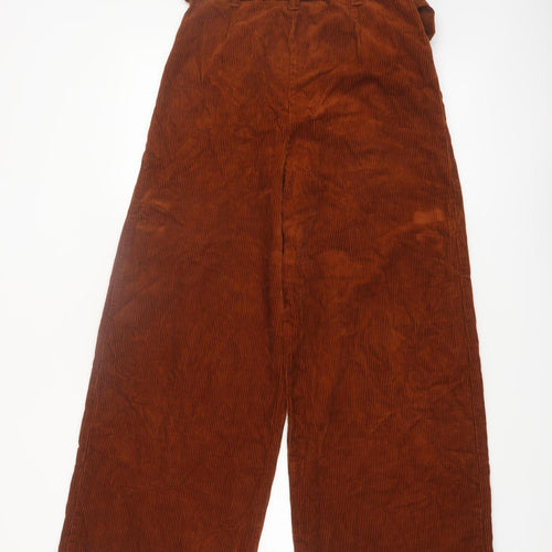 Denim Co. Women's Brown Corduroy Paperbag Wide-Leg Trousers Size 8