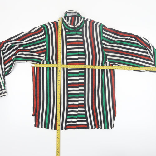 Jaeger Women Multicoloured Silk Striped Long Sleeve Blouse Size 10