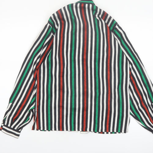 Jaeger Women Multicoloured Silk Striped Long Sleeve Blouse Size 10