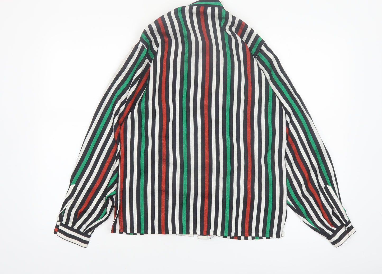 Jaeger Women Multicoloured Silk Striped Long Sleeve Blouse Size 10
