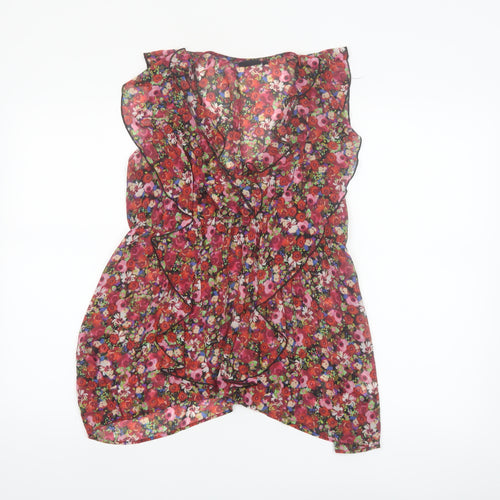 Next Women’s Multicoloured Floral Chiffon Ruffle Wrap Blouse Size 10