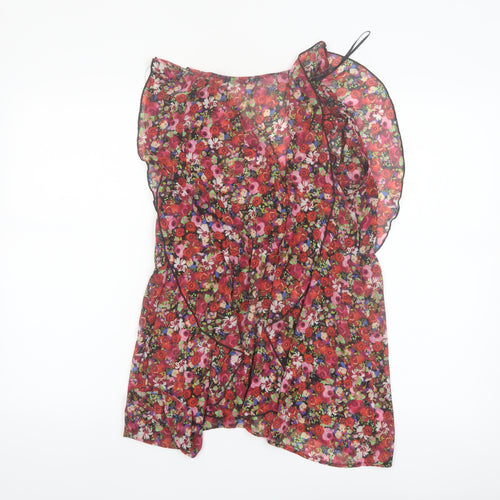 Next Women’s Multicoloured Floral Chiffon Ruffle Wrap Blouse Size 10
