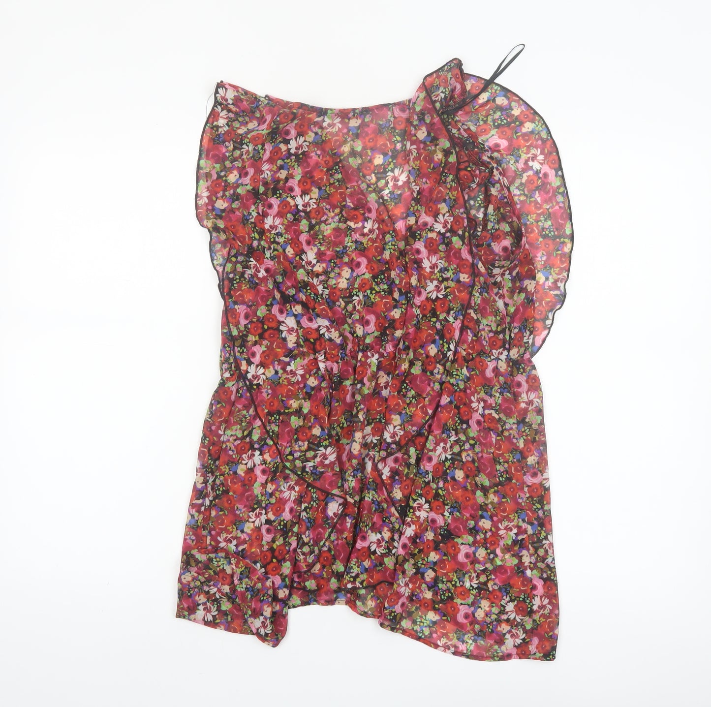 Next Women’s Multicoloured Floral Chiffon Ruffle Wrap Blouse Size 10