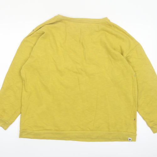 Brakeburn Womens Yellow Floral Embroidered Cotton Pullover Sweatshirt Size 16
