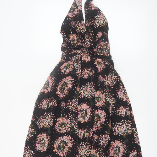 MNG Suit Women's Black Floral Halter Knee Length Dress Size 8