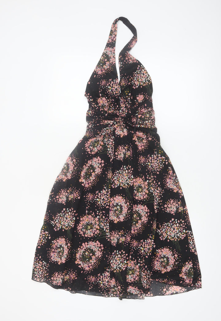 MNG Suit Women's Black Floral Halter Knee Length Dress Size 8
