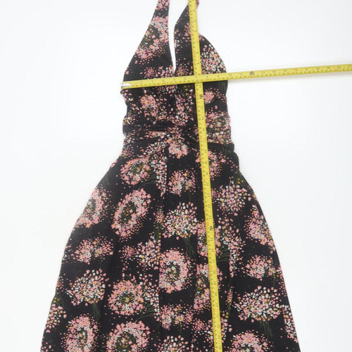MNG Suit Women's Black Floral Halter Knee Length Dress Size 8
