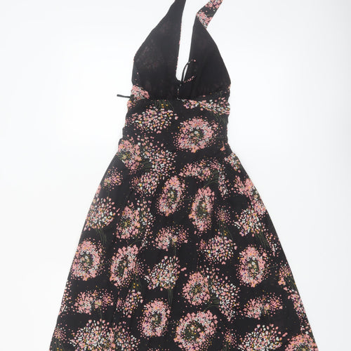 MNG Suit Women's Black Floral Halter Knee Length Dress Size 8