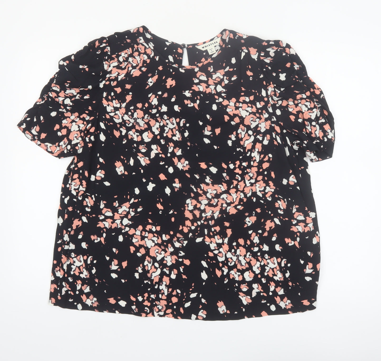 Whistles Women's Multicoloured Floral Short Sleeve Viscose Blouse UK14