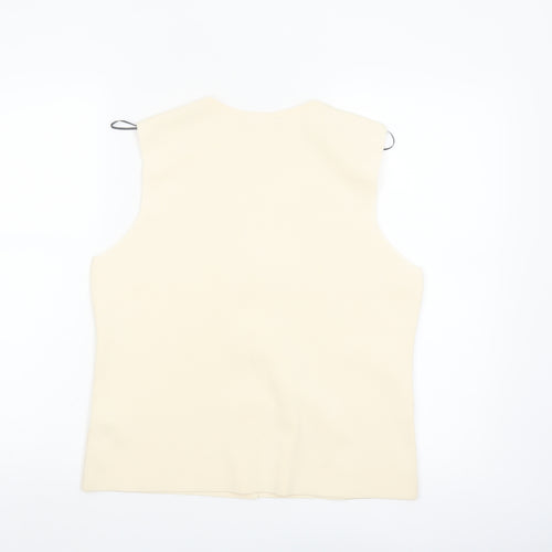 Marks and Spencer Women Beige Sleeveless V-Neck Button Blouse M