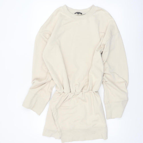 Noughts & Kisses Women’s Beige T-Shirt Dress S Long Sleeve Casual