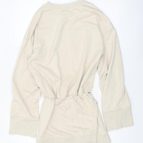 Noughts & Kisses Women’s Beige T-Shirt Dress S Long Sleeve Casual