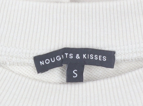 Noughts & Kisses Women’s Beige T-Shirt Dress S Long Sleeve Casual
