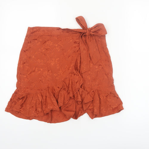 Urban Outfitters Womens Brown Wrap Ruffle Short Skirt L Viscose