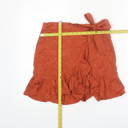 Urban Outfitters Womens Brown Wrap Ruffle Short Skirt L Viscose