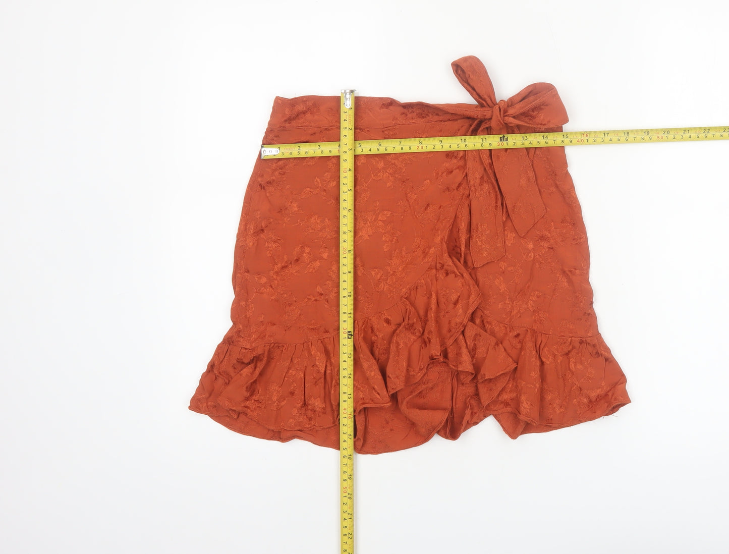 Urban Outfitters Womens Brown Wrap Ruffle Short Skirt L Viscose
