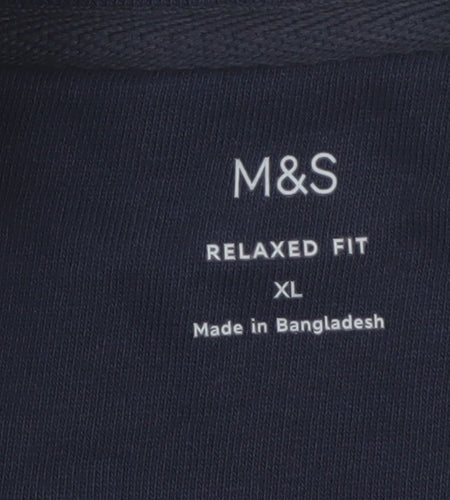 Marks and Spencer Men's Navy Striped 1/4 Zip Sweatshirt XL Relaxed Fit