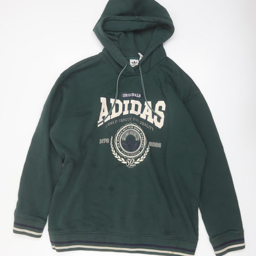 Adidas Women's Green Pullover Hoodie Size 20-22 Graphic Logo Vintage Style