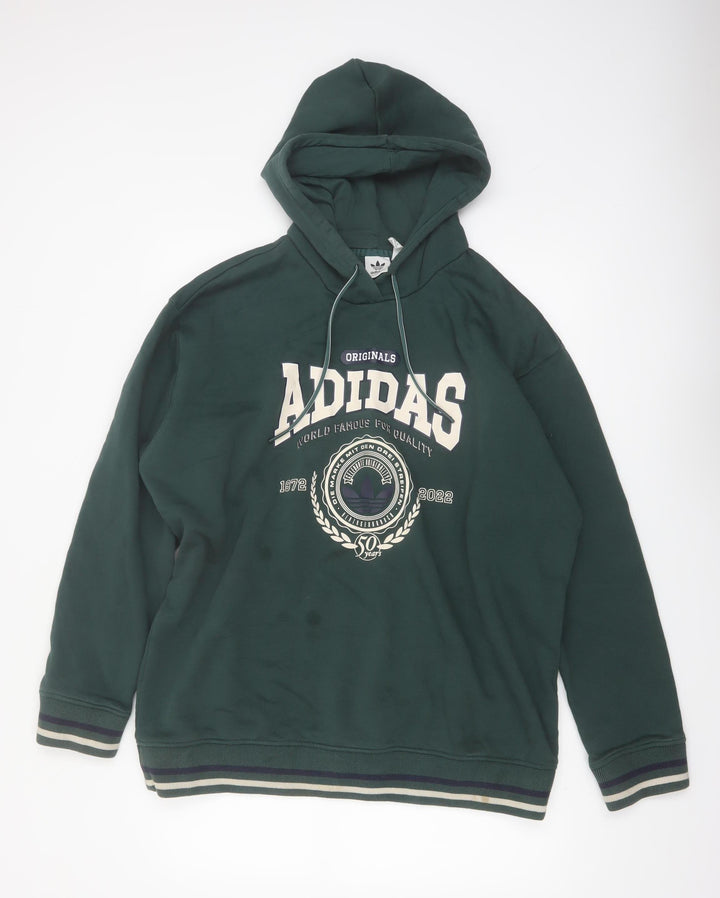 Adidas Women's Green Pullover Hoodie Size 20-22 Graphic Logo Vintage Style