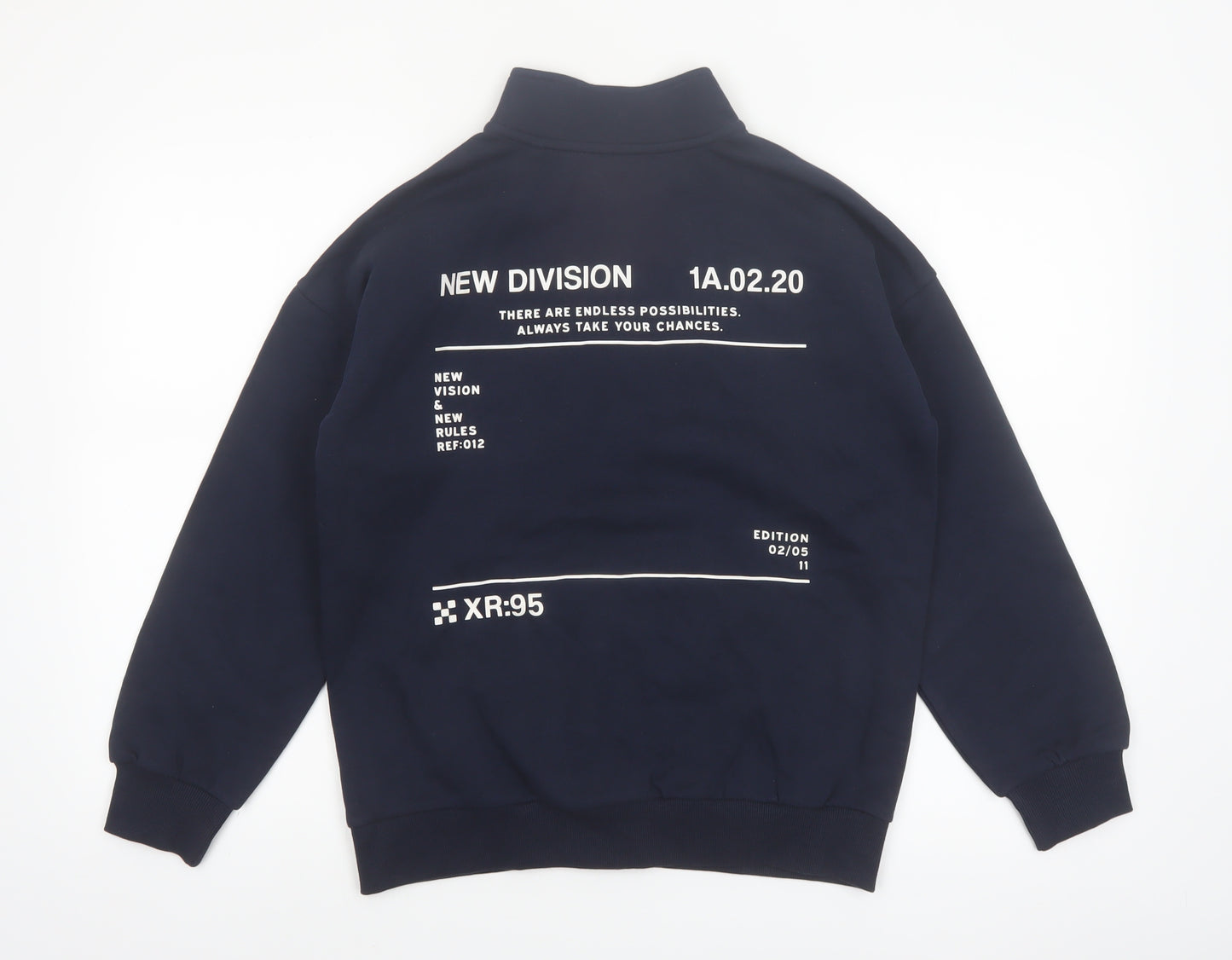 Marks and Spencer Boys Blue 12-13 Years Half Zip Graphic Print Sweatshirt