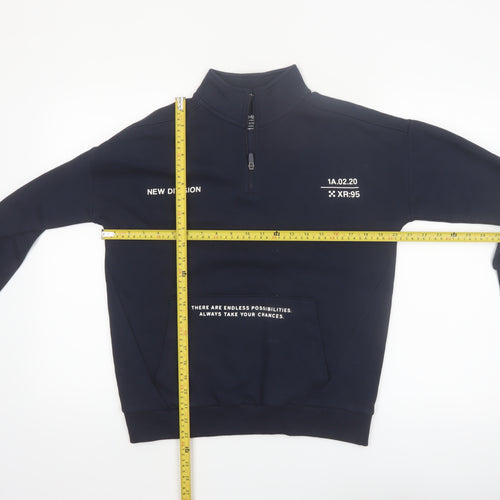 Marks and Spencer Boys Blue 12-13 Years Half Zip Graphic Print Sweatshirt