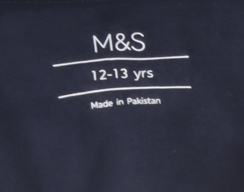 Marks and Spencer Boys Blue 12-13 Years Half Zip Graphic Print Sweatshirt