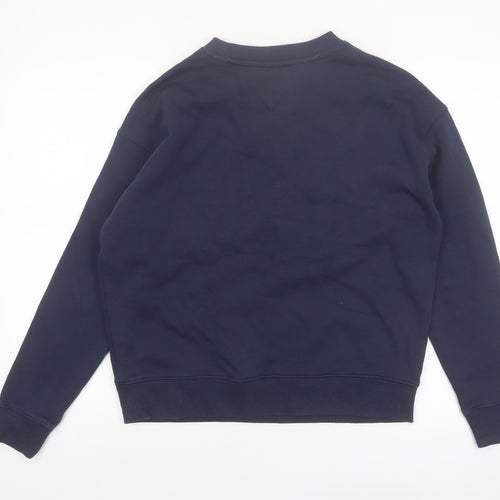 Tommy Jeans Women Navy Blue Crew Neck Pullover Sweatshirt M Cotton Blend
