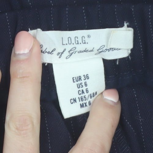 L.O.G.G. Women Black Pinstripe Slim Trousers Size 8