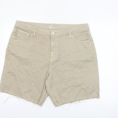 Marks and Spencer Women Beige Size 20 Bermuda Cotton Shorts