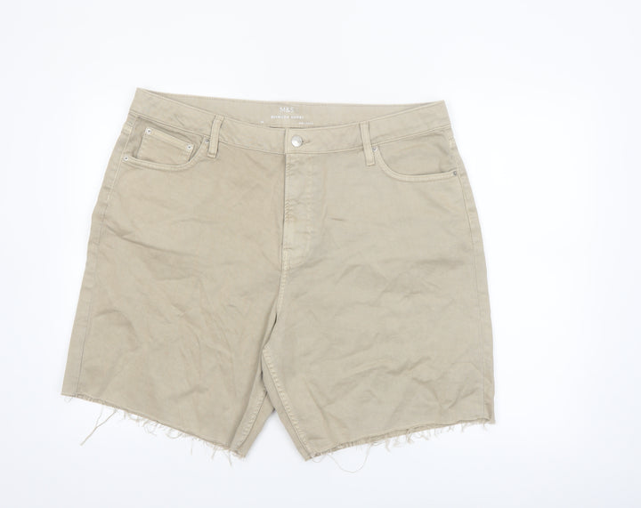 Marks and Spencer Women Beige Size 20 Bermuda Cotton Shorts